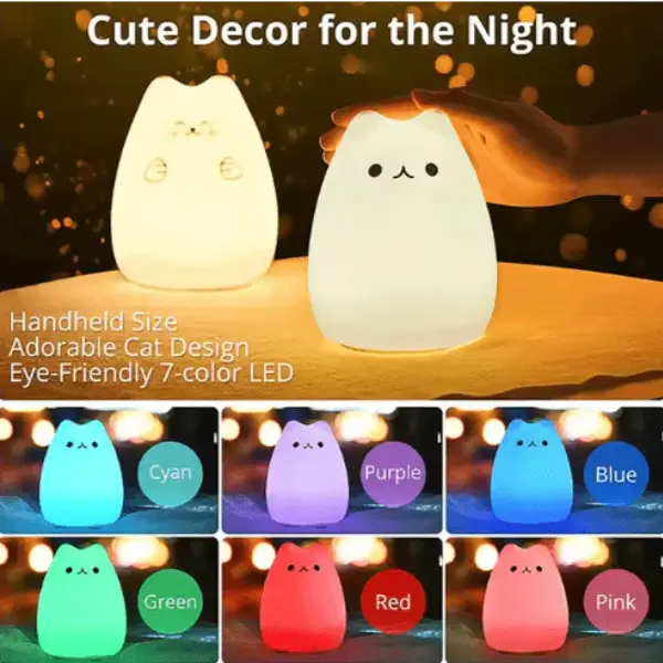 Squishy Cat Night Light – Soft Silicone, Color-Changing LED Lamp Squishy Cat Night Light – Soft Silicone, Color-Changing LED Lamp | Shop online in Saudi Arabia from ksashopi.com